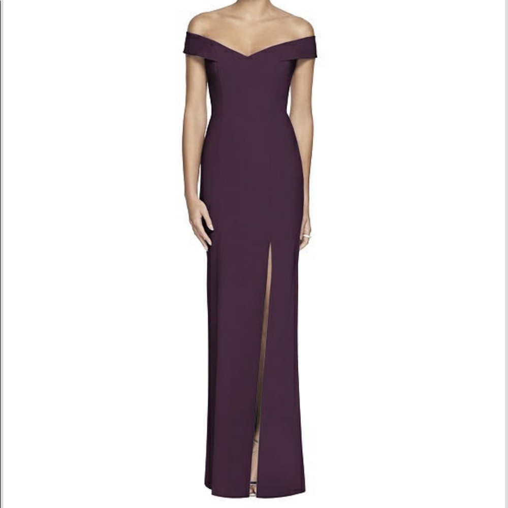Off-the-Shoulder Criss Cross Back Trumpet Gown